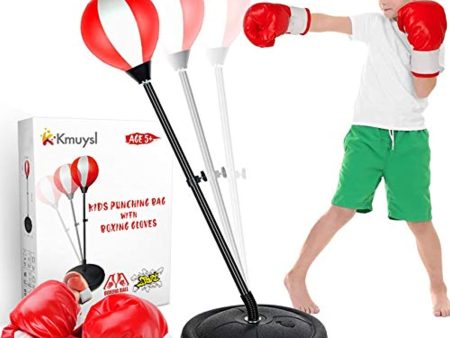 KMUYSL Punching Bag for Kids, Boxing Bag Set for Age 5,6,7,8,9,10, Height Adjustable Punching Bag Incl Boxing Gloves, Best Toy Gift for Boys Sale