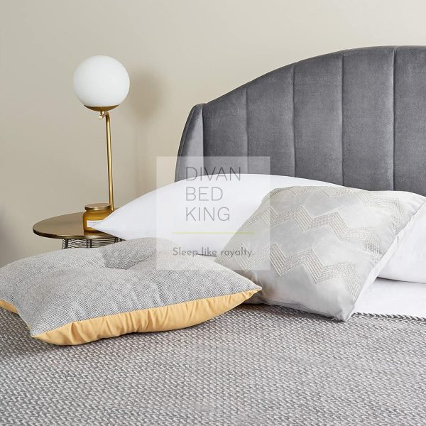 Holden Soft Grey Velvet Ottoman Storage Winged Bed Frame For Discount