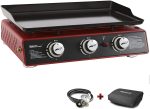 Royal Gourmet PD1301R 24-Inch 3-Burner Portable Table Top Gas Grill Griddle, 25,500 BTUs, Red Hot on Sale