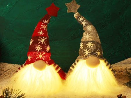 Juegoal 11   Lighted Christmas Gnome Santa, Handmade Plush Scandinavian Swedish Tomte, Light Up Elf Toy Holiday Present, Battery Operated Winter Tabletop Christmas Decorations, 2 Set Online now