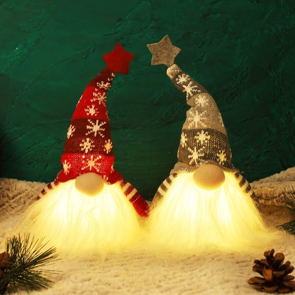 Juegoal 11   Lighted Christmas Gnome Santa, Handmade Plush Scandinavian Swedish Tomte, Light Up Elf Toy Holiday Present, Battery Operated Winter Tabletop Christmas Decorations, 2 Set Online now