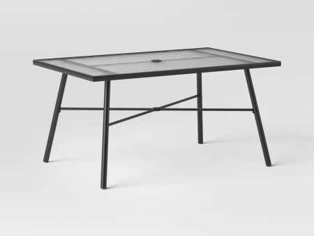 Glass Rectangle Outdoor Patio Table, Black Fashion