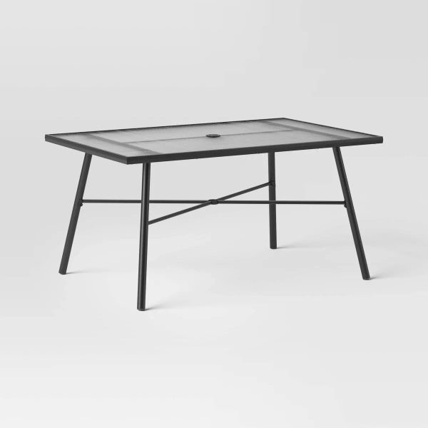 Glass Rectangle Outdoor Patio Table, Black Fashion