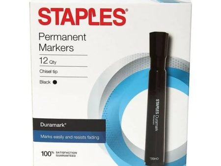 Staples DuraMark Permanent Markers Broad Point Black 12 Pack Supply