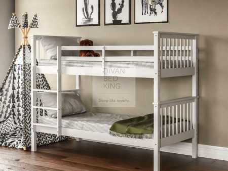 Morgan White Detachable Wooden Bunk Bed with Ladder Online