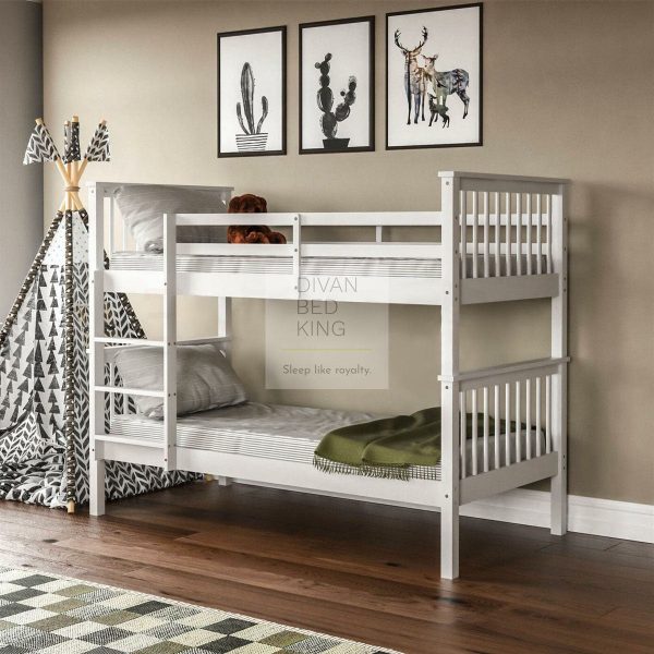 Morgan White Detachable Wooden Bunk Bed with Ladder Online