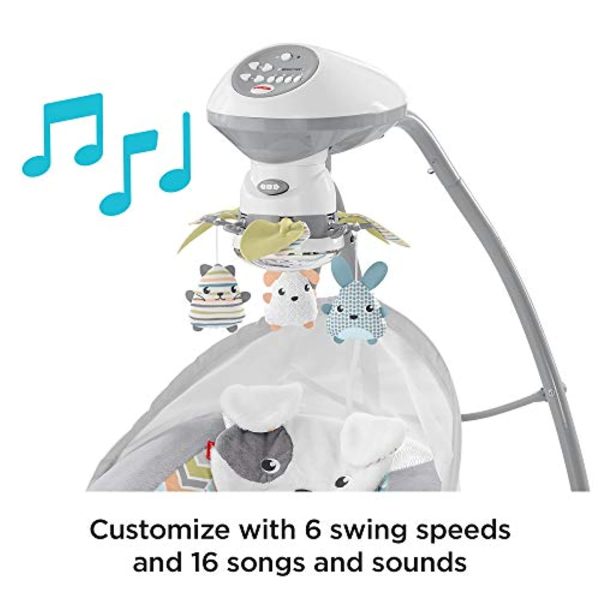 JumpOff Jo Sweet Snugapuppy Swing, Dual Motion Baby Swing with Music, Sounds and Motorized Mobile For Sale