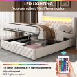 Santiago LED 4ft6 Double White Leather Ottoman Storage Bed on Sale