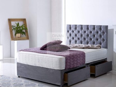 Jamie Reinforced Divan Bed Set with Button Headboard Hot on Sale