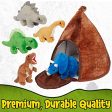 Prextex Dinosaur Jurassic Volcano House with 5 Plush Dinosaurs Stuffed Animals, Great for Kids Plush Toys for Toddlers, Boys and Girls For Cheap