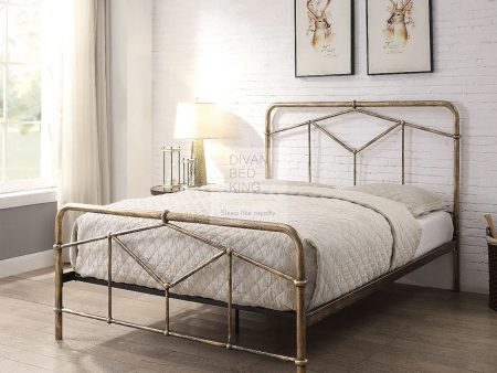 Rogerio Antique Rustic Hospital Style Metal Bed Frame Online Hot Sale