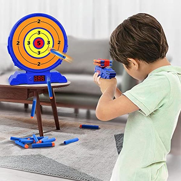 KMUYSL Shooting Game Toy for Age 5 6 7 8 9 10+ Years Old Kids, Boys - Digital Electronic Scoring Auto Reset Shooting Targets with Foam Dart Toy Gun - Ideal Gift - Compatible with Nerf Toy Guns For Discount