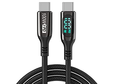 URVNS USB C Cable, E-Mark 5A PD 100W 6.5ft LCD Power Display Type-C Fast Charging 480Mbps Nylon Braided Laptop Data Cord for MacBook Pro Air iPad iPhone 15 Pro Pro Max Plus Samsung Galaxy For Sale