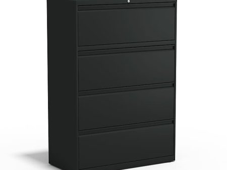 Staples Commercial 4 File Drawer Lateral File Cabinet, Locking, Black, 36 W Online now