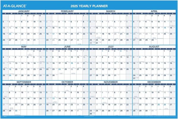 2025 AT-A-GLANCE 48  x 32  Yearly Dry Erase Wall Calendar Supply