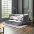 Kefeira 3 Seater Grey Plush Velvet Pull Out Sofa Bed Couch Daybed Trundle with Drawer For Cheap