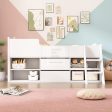 Zenda White Wooden Cabin Mid Sleeper Bed Storage with Drawers and Shelves on Sale