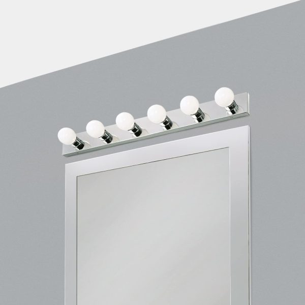 6 Strip Light Contemporary Dimmable, Polished Chrome For Sale