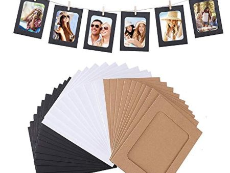 VEESUN 30PACK Paper Photo Frame 6x4, Photo Frame Set Multiple Photos, Picture Mats with Mini Wooden Clips and String Hanging Cardboard Picture Frame Set for Home Room Wall Decor DIY Online Hot Sale