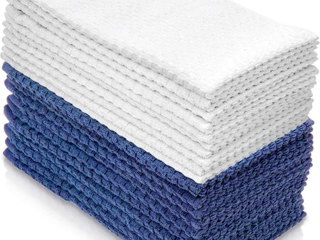 Aunti Em s Kitchen Dish Towels, European Popcorn Design, 10 Pack, Size: 16   x 27   , White   Blue (79332) Online Hot Sale