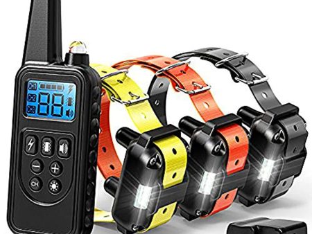 F-color Dog Training Collar, Range 2600ft Rechargeable Dog Collar with Remote, 4 Modes Light Beep Vibrating Water Resistant Collar for Medium Large Dogs Breed, 3 Pack For Discount