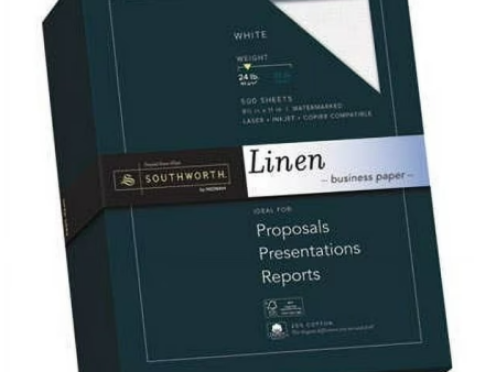 Southworth Business Paper, 8.5  x 11 , 24 lb., Linen Finish, White, 500 Sheets Online