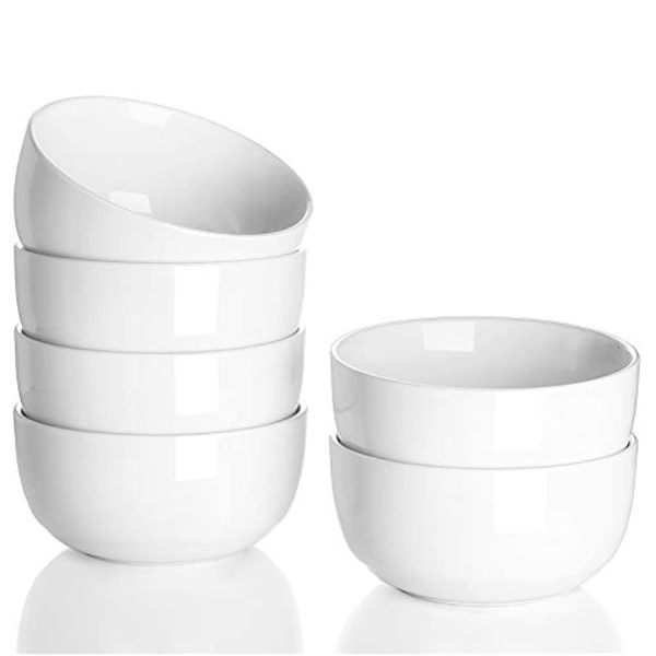 Teocera 10 Ounce Small Porcelain Bowls for Dessert - Set of 6 Little Ceramic White Dishes for Serving Ice Cream, Fruit, Dipping Sauce, Rice or Snacks - Microwave and Dishwasher Safe Online now