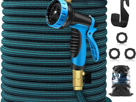 UNFORT Expandable Garden Hose 25Ft,Retractable Garden Hose with 10 Function Spray Nozzle and 3 4 USA StandardSolid Brass Fittings, Lightweight Retractable Collapsible Gardening Flexible Water Hose Supply