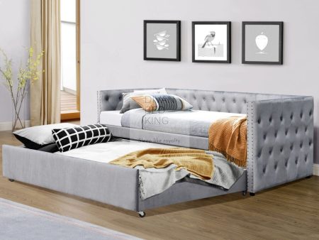 Halvor Plush Velvet 2 Seater Chesterfield Daybed Sofa Bed Trundle Guest Bed on Sale