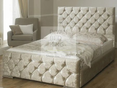 Dina Diamante Crushed Velvet Fabric Upholstered Bed Frame Hot on Sale