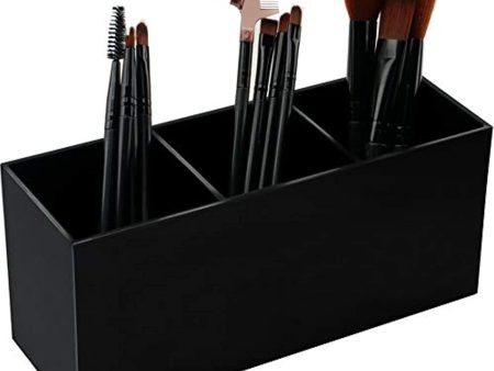 Weiai Black Makeup Brush Holder Organizer, 3 Slot Acrylic Cosmetics Brushes Storage Solution Online Hot Sale