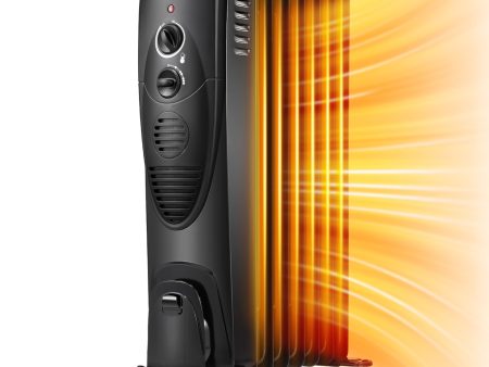 Kismile Portable Electric Radiator Heater, Oil Filled with 3 Heat Settings, Adjustable Thermostat, Overheat & Tip-Over Protection For indoor use, 1500W (Black) Sale