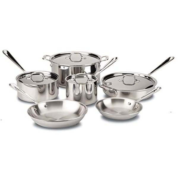 All-Clad D3 Stainless Cookware Set, Pots and Pans, Tri-Ply Stainless Steel, Professional Grade, 10-Piece Online Hot Sale