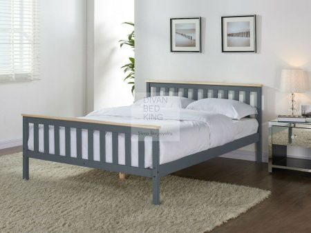 Hamelin Dark Grey Wooden Pine Oak Top Bed Frame Supply