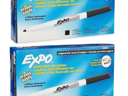 Expo Original Dry Erase Markers, Fine Point, 24-Pack, Black (2 X 12-Pack) Online Hot Sale