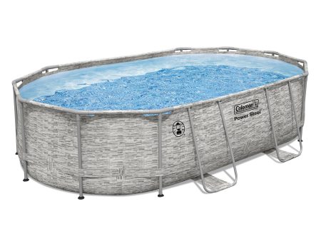 Coleman 90481E Power Steel 16 Ft. X 10 Ft. X 42 in. Oval Above Ground Pool Set Online now