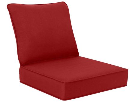 24 in. x 24 in. Two Piece Deep Seating Outdoor Lounge Chair Cushion, Chili Red Fashion