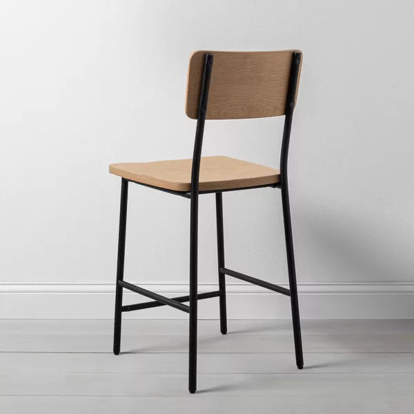 Wood & Steel bar Stool -Natural Black Discount