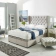 Aryana Wing Luxury Ottoman Divan Bed with Winged Floor Standing Headboard Option Supply