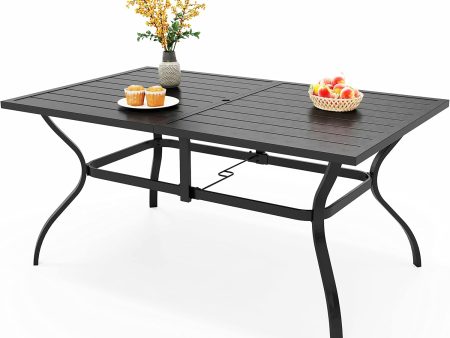 Outdoor Patio Dining Table, 60 Inches Large Rectangle Dining Table for 6-8 Person For Sale