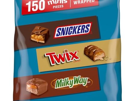 SNICKERS, TWIX, & MILKY WAY Minis Variety Pack, 150 Count, Best By: 10 24 For Discount