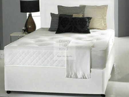 Arlington White Leather Divan Bed with Cooling Gel Spring Memory Mattress Options For Sale