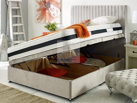 Darian Luxury Ottoman Divan Bed with Striped Floor Standing Headboard Option Online