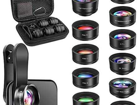 OYRGCIK Phone Camera Lens, OYRGCIK 11 in 1 Phone Lens Kit, 2X Zoom Telephoto Lens, 20X Macro Lens, 120°Wide Angle Lens, 198°Fisheye Lens, CPL, Starburst Lens, Kaleidoscope Lens, 4 Color Filters for Smartphone on Sale