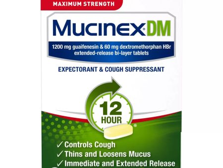 Mucinex DM Max Strength 12 Hour Cough Medicine, Tablets, 14ct BB 02 26 For Discount