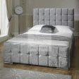 Leya Cube Crushed Velvet Fabric Upholstered Bed Frame For Discount