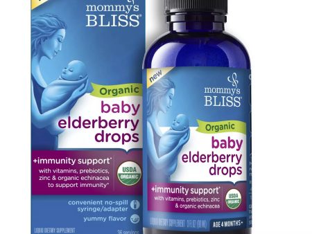 Mommy s Bliss Organic Baby Elderberry Drops + Immunity Support, 3oz Online Sale