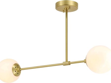 Semi Flush Mount Ceiling Light, 2 Light Globe, Satin Brass Online