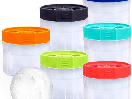 Glacio Ice Ball Molds, Round 2.5 Inch Ice Spheres. Stackable Slow Melting Round Ice Cube Maker for Whiskey and Bourbon (6, Multi) Discount