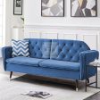 Regine Blue Plush Velvet 3 Seater Sofa Bed Cheap